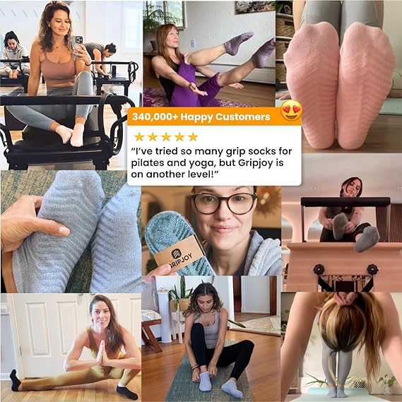 Grip Socks 3-Pack, Non Slip Socks for Yoga, Pilates, Barre, Dance
